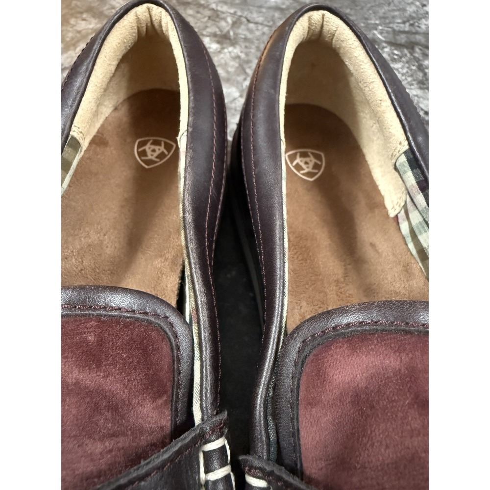 Ariat Brown and Burgundy Suede & Leather Loafers - Picture 9 of 13
